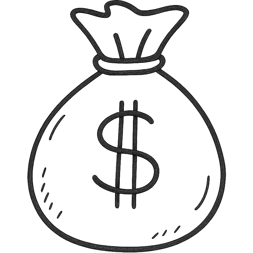 hand drawn outlined money bag icon emoji