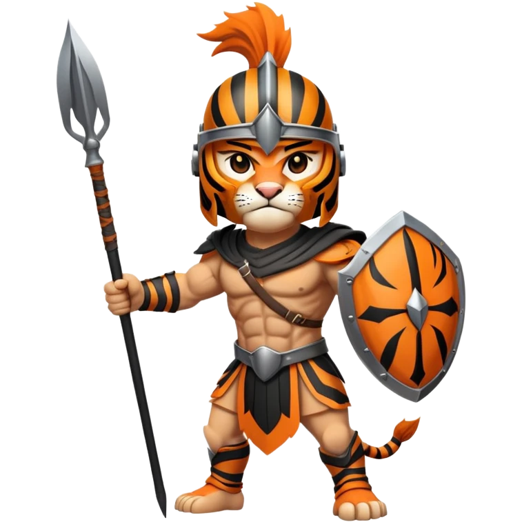 Spartan tiger warrior with helmet and spear emoji