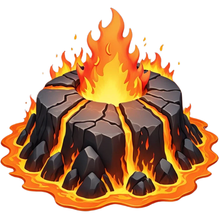 planet, surface covered in fire, lava and rocks  emoji