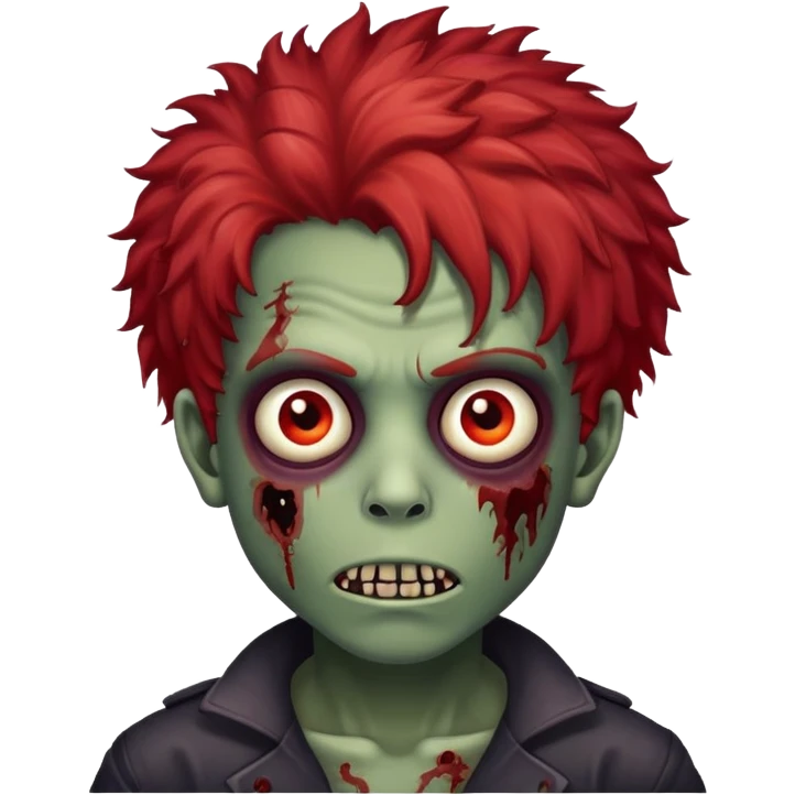 Boy zombie with kinky hair red emoji