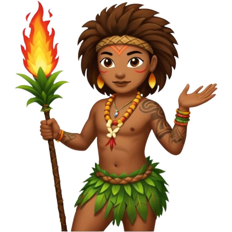 hawaiian fire dancer with tattoos emoji