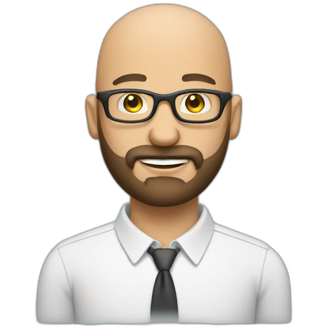 bald man with beard and glasses, help desk emoji