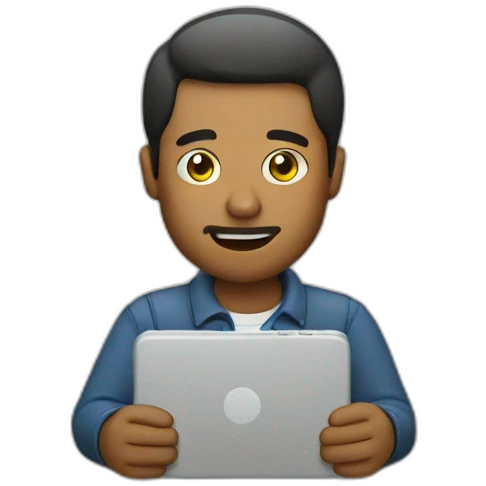 Hombre editando un video en celular emoji