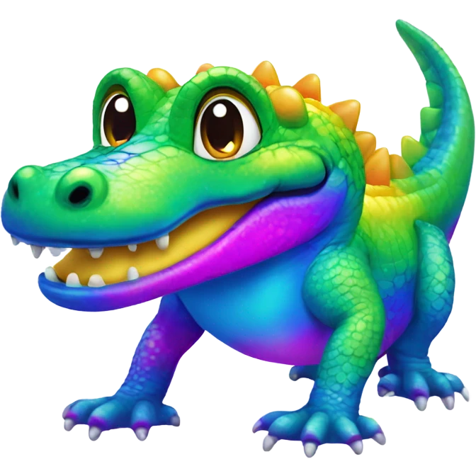 Lisa Frank rainbow cute alligator  emoji