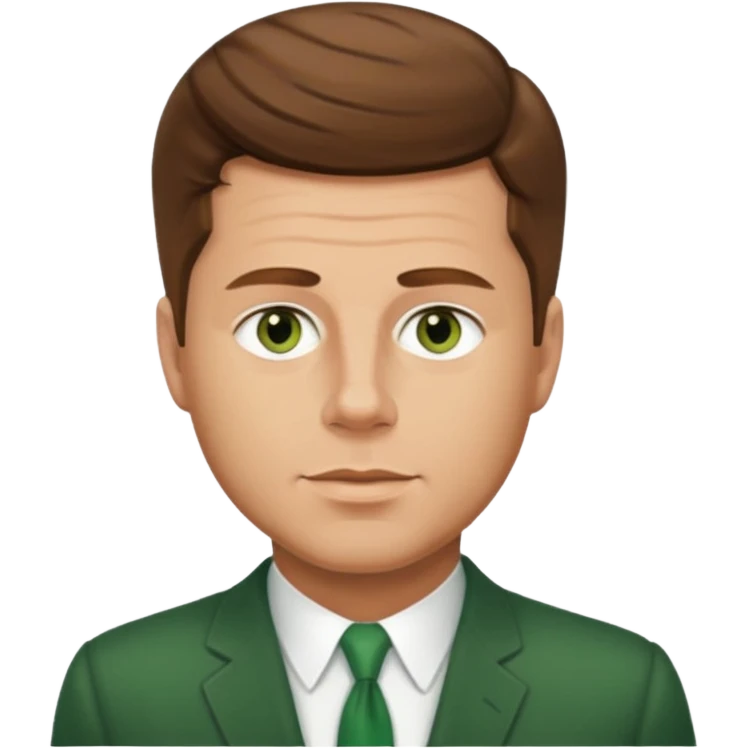 guy with a JFK style haircut that is medium brown. hazel eyes that lean green. light skin emoji