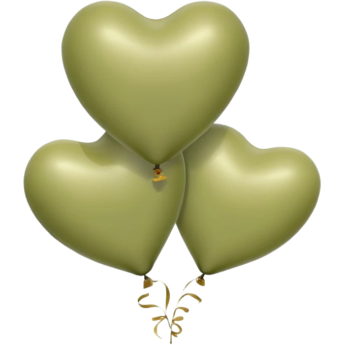 Balloons of pale olive in the shape of hearts emoji