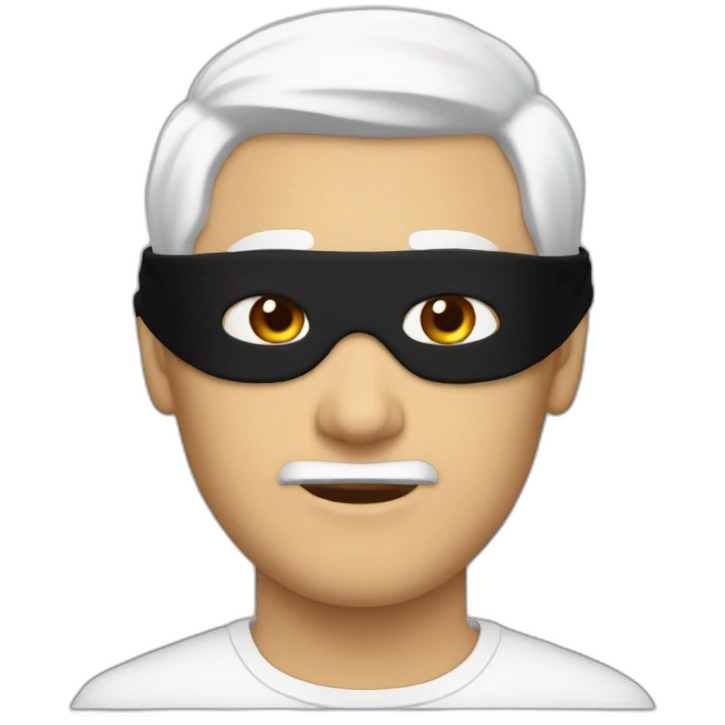 white guy with white hair and a black blindfold emoji