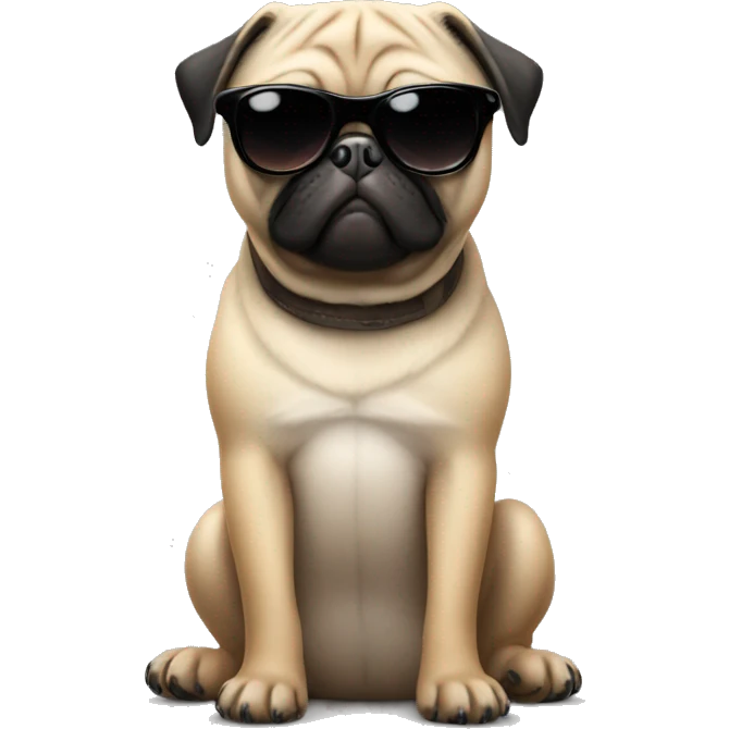 Pug with shades on and a 6 pack emoji