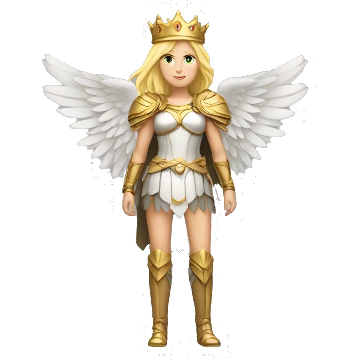 Blond Valkyrie full body with crown with wings emoji