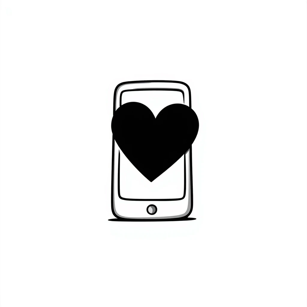 smartphone with a big heart emoji