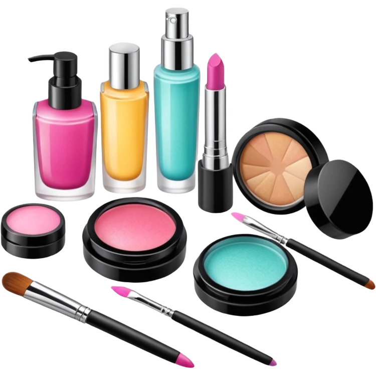 Productos de skincare aesthetic y maquillaje muchos productos en una mesa emoji