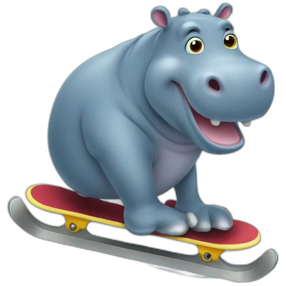 hippo on iceskates emoji