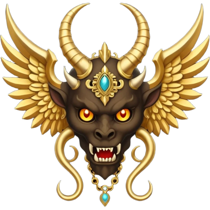 holy emblem with black wings with horn demon emoji