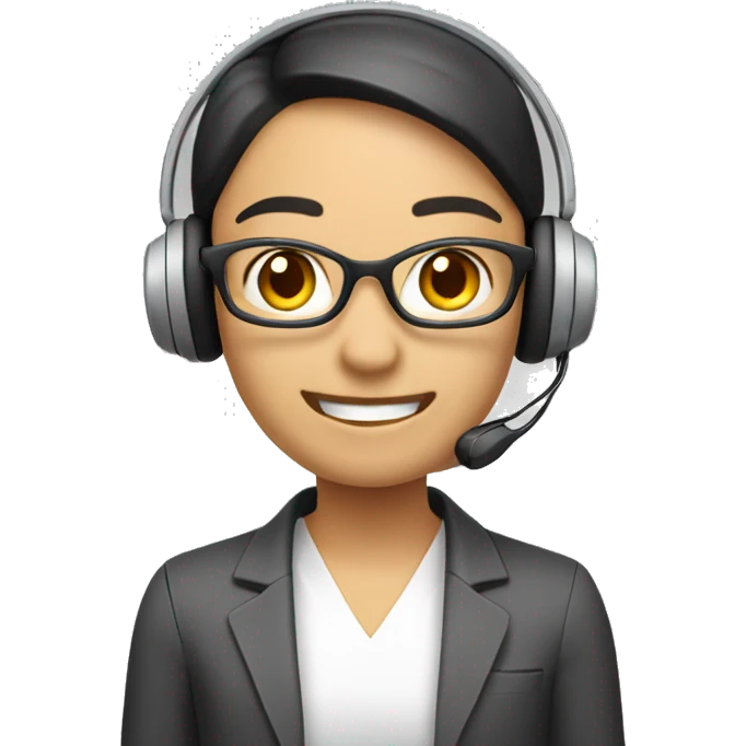 customer service agent with headset,mal asian, smiling, kind emoji