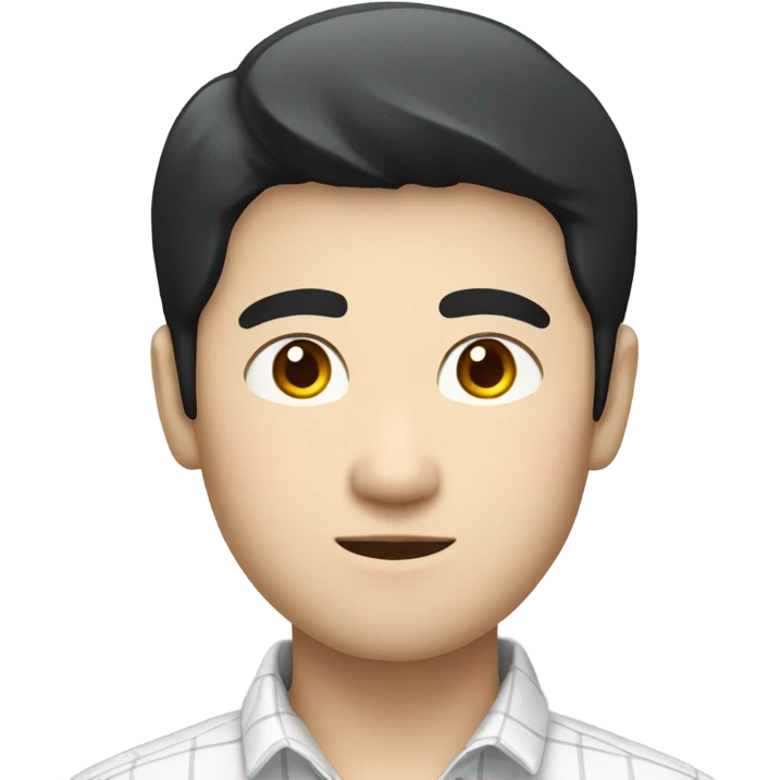 man from japan with white skin and black hair, wear casual shirt , closeout face emoji