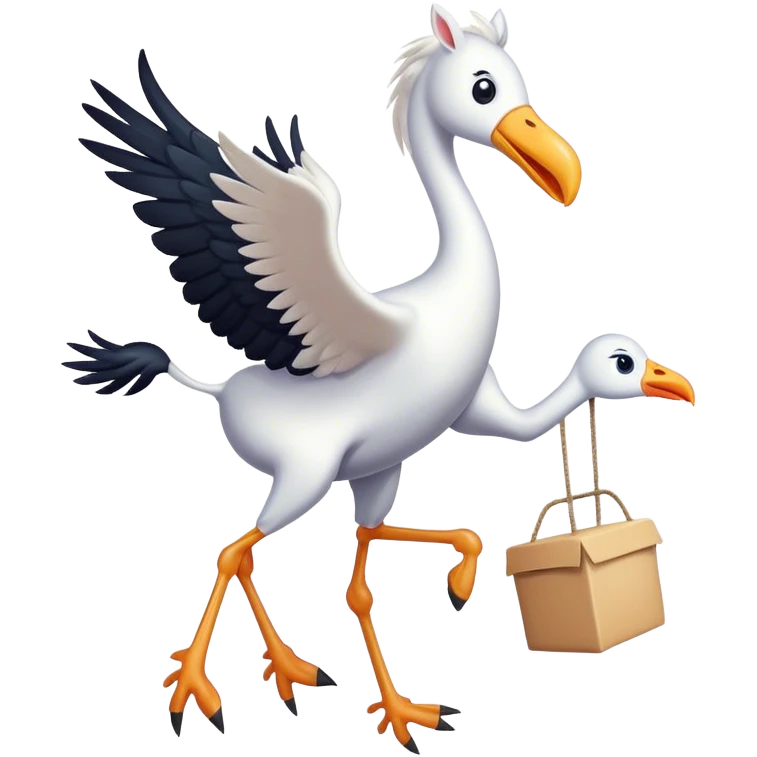 Cegonha trazendo bebe cavalo emoji