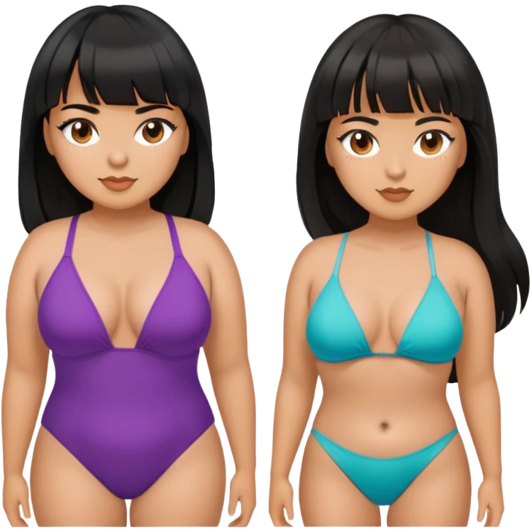 Latina female with bangs black long hair plus size with bathing suit  emoji