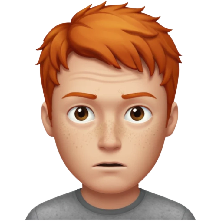 A ginger haired man raising his eyebrow in a questioning way emoji
