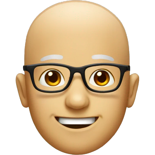 basic smile emoji without hair and with glasses emoji