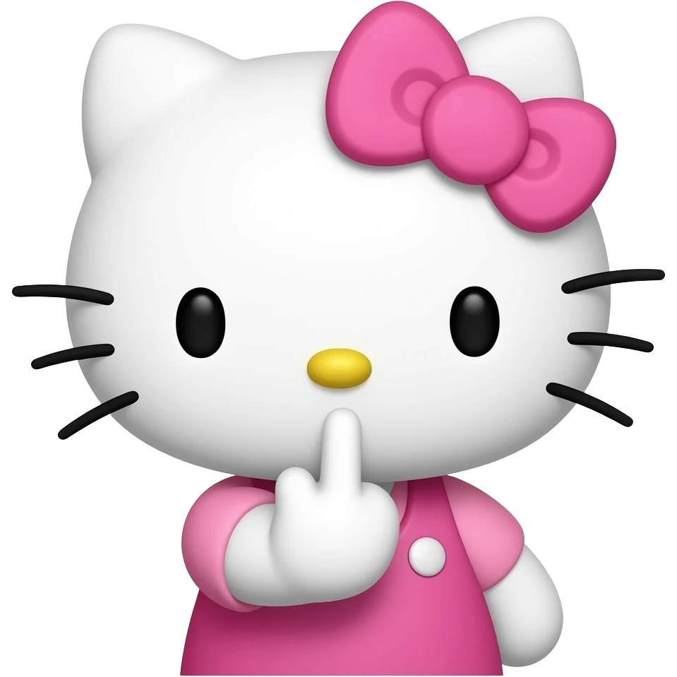 pink Hello Kitty is giving the middle finger (fuck) emoji