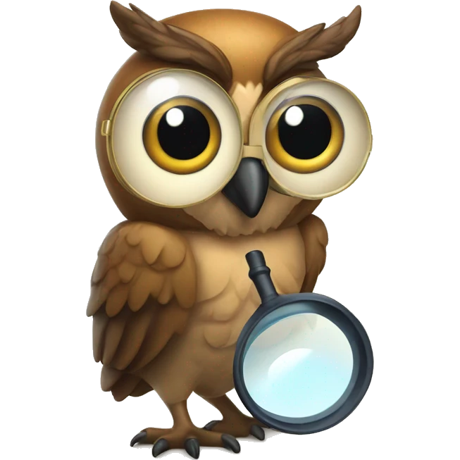 curious owl using a magnifying glass emoji