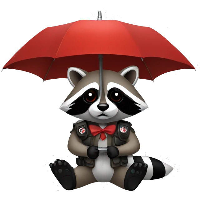 Raccoon with umbrella corporation logo emoji