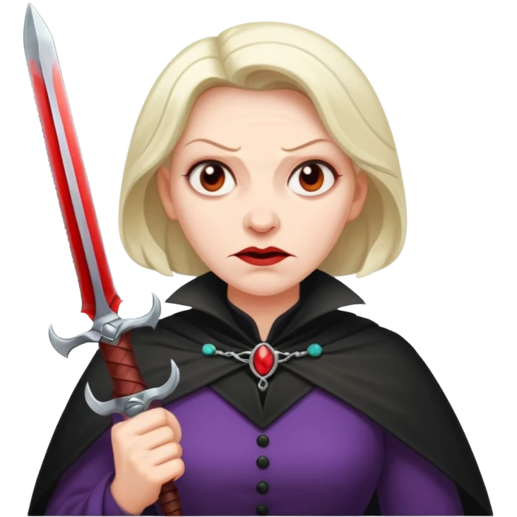 Evil Aunt Flo with painful daggers emoji