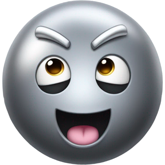 Metal cute Kirby bubble Gray ball driving on car wheels with mad eyebrows  emoji