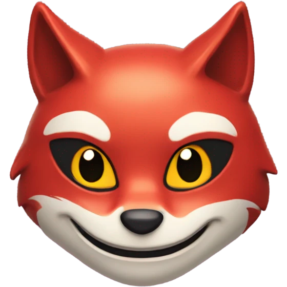 red kitsune mask, happy emoji