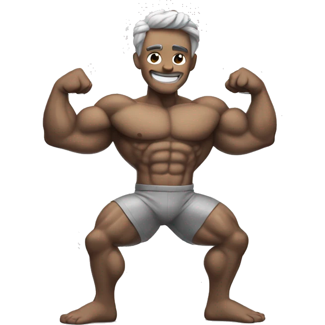 muscular man made of silver flexing emoji