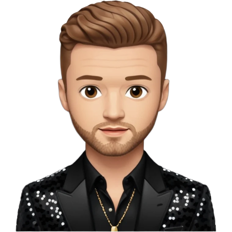 Justin Timberlake from 'N Sync with light brown k hair, black sequin outfit emoji