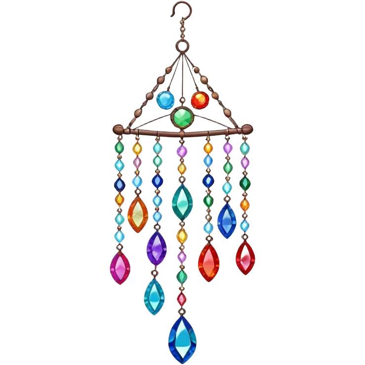 Hanging suncatcher, threads with shiny sparkly gemstones,  emoji