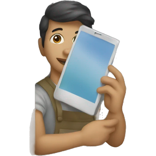 painter holding phone by window emoji