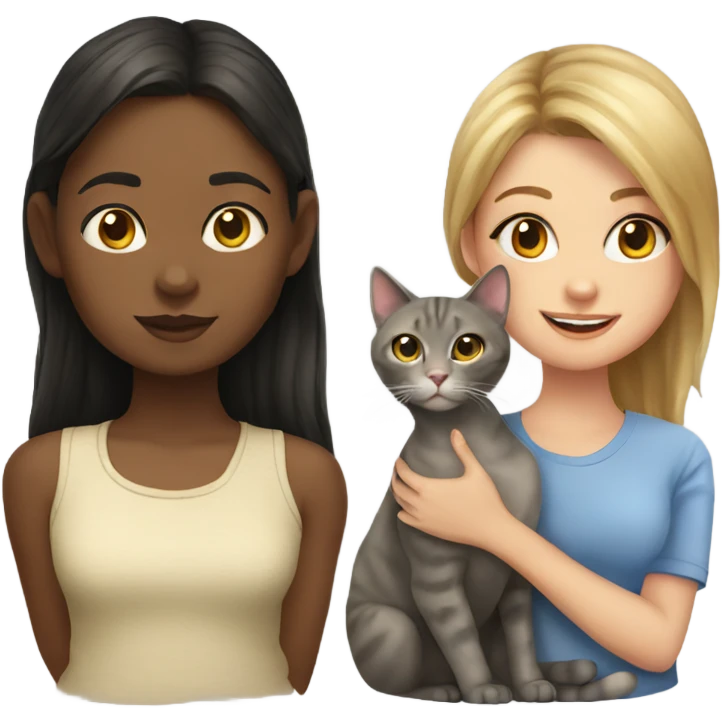 realistic cat with girl emoji