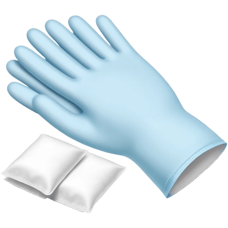 disposable gloves, cotton pads and swabs lying on a table emoji