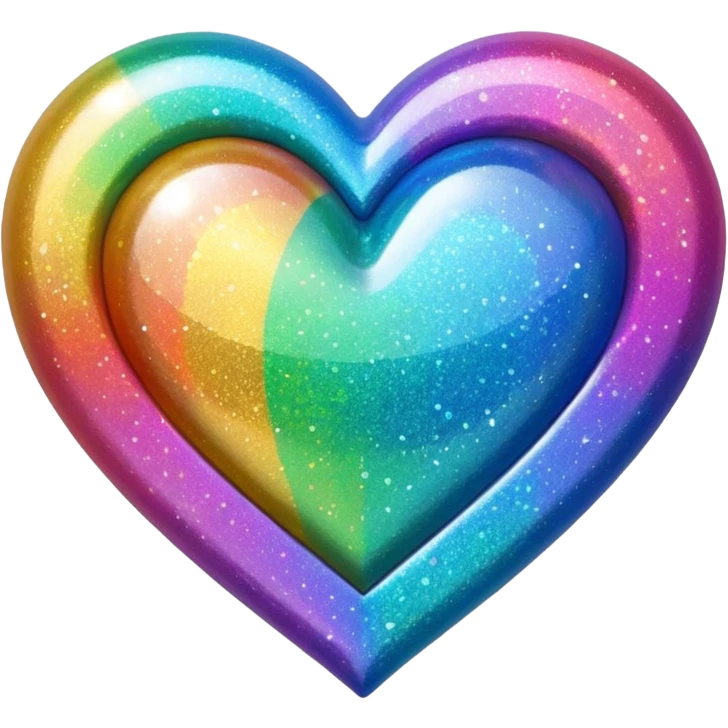 glitter heart with bold rainbow colors emoji
