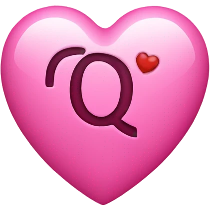 a pink heart with a Q inside of it emoji