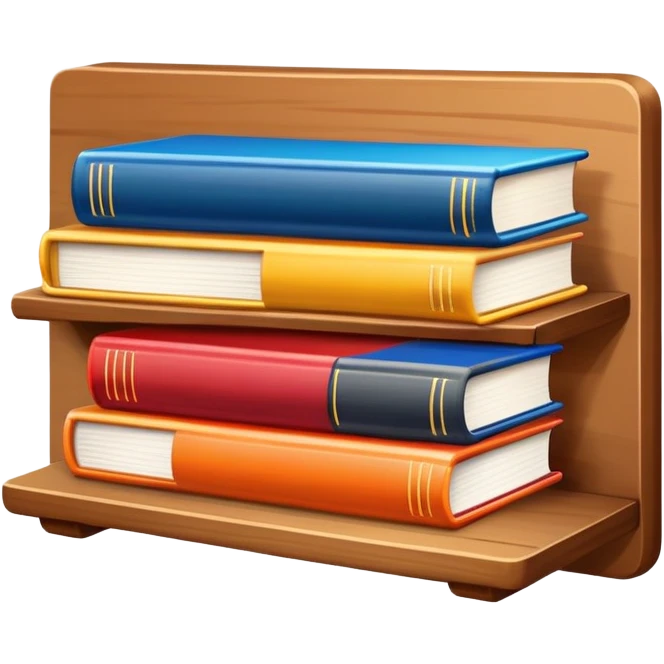 three colorful books on a shelf emoji