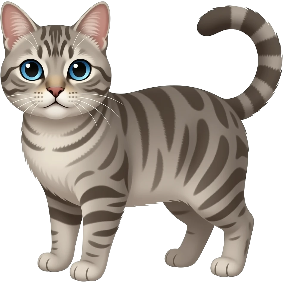 tabby smoked gray cat with blue eyes emoji