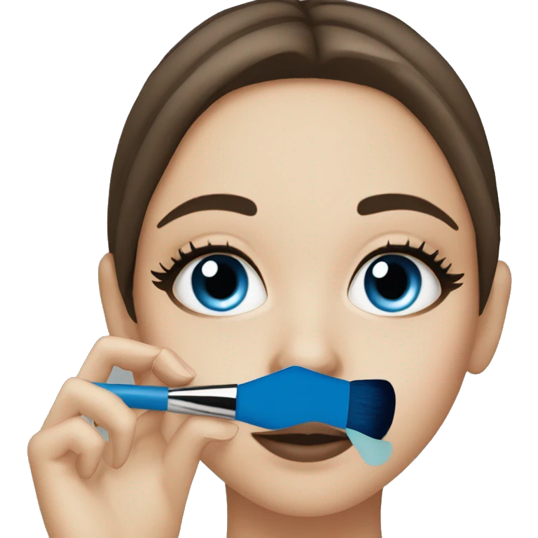 Brunette white girl with blue eyes doing her makeup  emoji