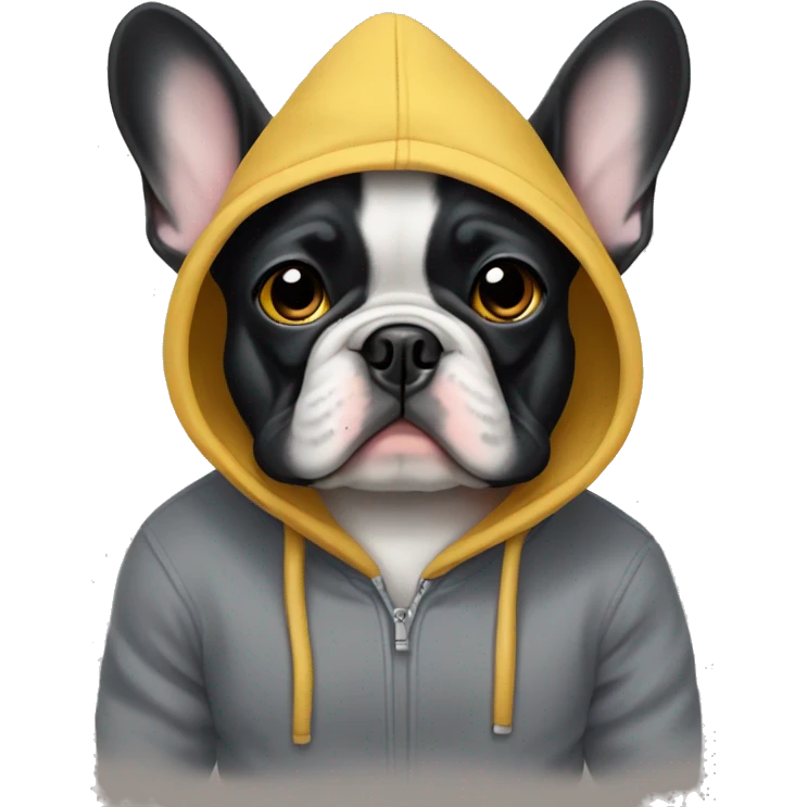 Frenchie wearing hoodie emoji