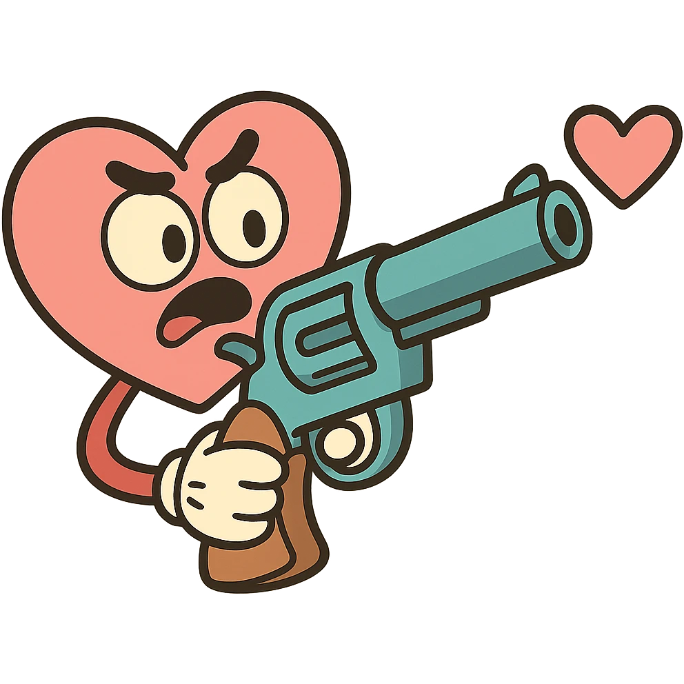 a heart gun, cartoon style, bright colors emoji