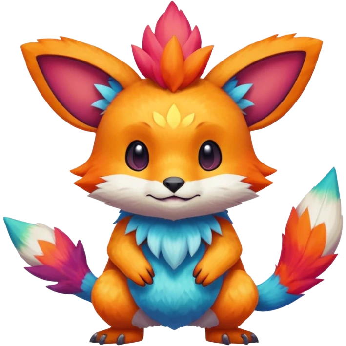 Colorful cute furry anthropomorphic painted Fakémon-Pokémon-creature emoji