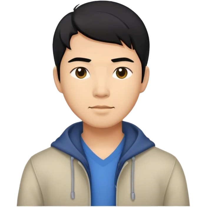asian man with black hair, clothes emoji