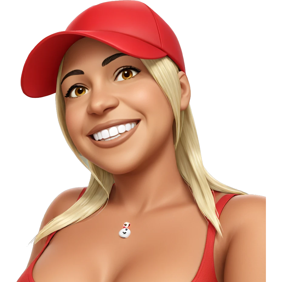 smiling girl in baseball cap emoji