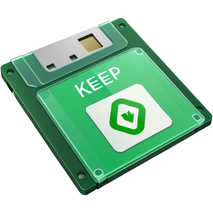 green floppy disk with the word "keep" written on it emoji