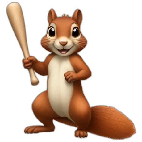 a squirrel holds a bat in its paws emoji