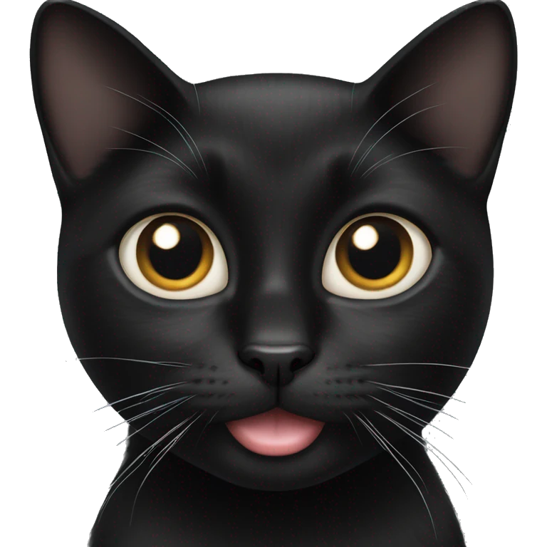 black cat domestic with half white mouth emoji