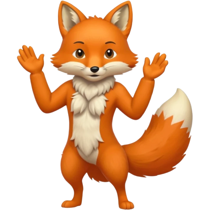 A full boddy orange fox that haves a hand slap  emoji