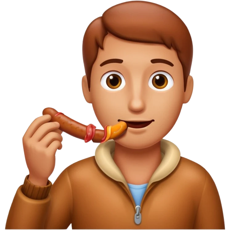 Eating a sausage emoji